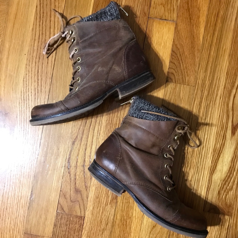 Steve Madden Leather Jacksin lace up boots cognac